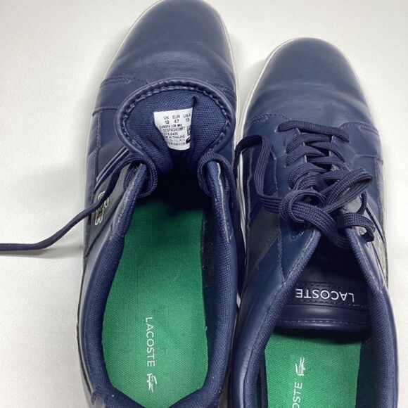 Lacoste Men’s Europa LCR Navy & White Synthetic Leather Sneakers Size 13 - Picture 11 of 12